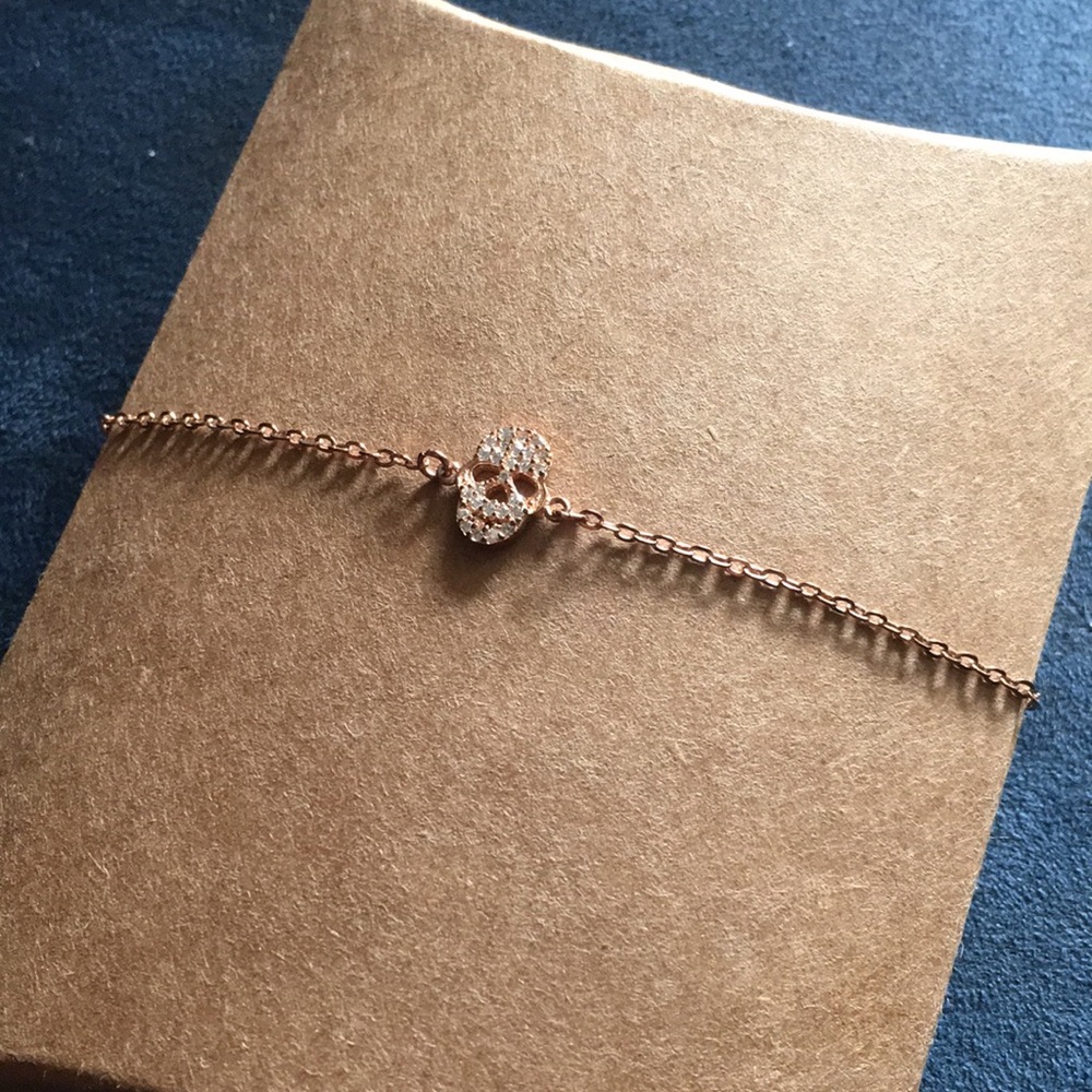 NWT Rose gold time sterling silver with cz skull